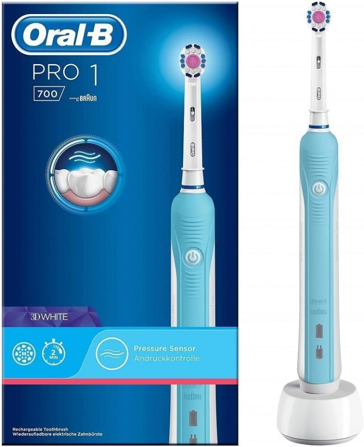 Oral B Eltandborste Pro700 3D White, Ljusblå