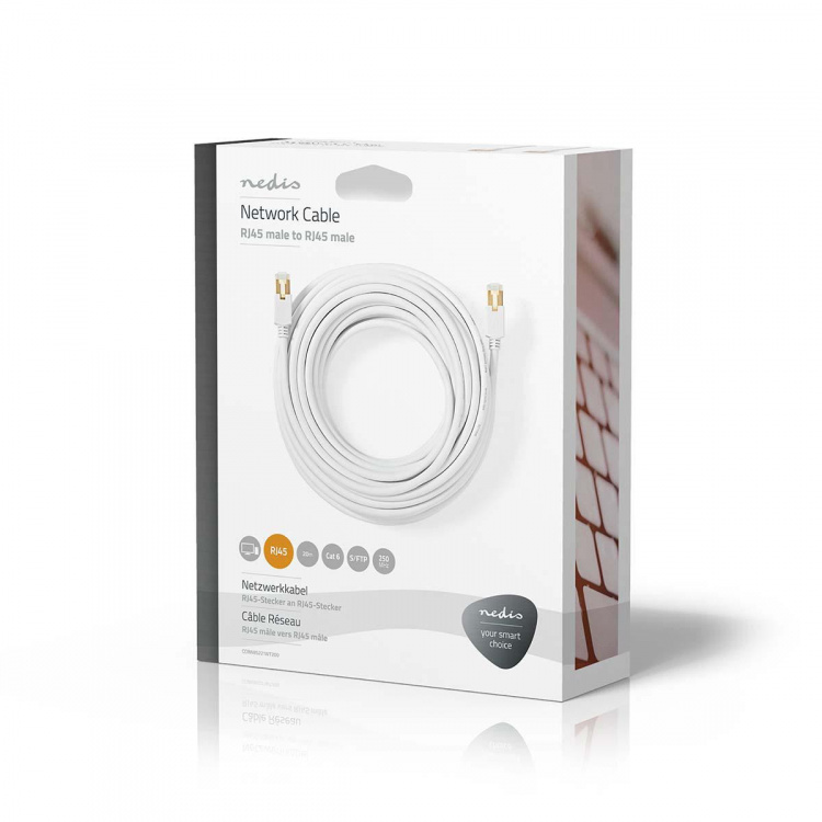 Nedis CAT6 Nätverkskabel | RJ45 hane | RJ45 hane | S/FTP | 20.0 m | Rund | LSZH / PVC | Vit | Kartong med fönster Nedis CAT6 Nätverkskabel | RJ45 hane | RJ45 hane | S/FTP | 20.0 m | Rund | LSZH / PVC | Vit | Kartong med fönster