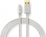 Nedis Lightning Kabel | USB 2.0 | Apple Lightning, 8-stifts | USB-A Hane | 480 Mbps | Guldplaterad | 3.00 m | Rund | Flätad / Nylon | Aluminium | Kartong med täckt fönster