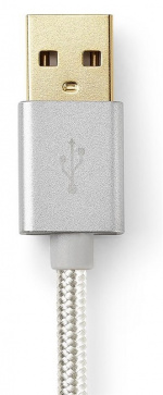Nedis Lightning Kabel | USB 2.0 | Apple Lightning, 8-stifts | USB-A Hane | 480 Mbps | Guldplaterad | 3.00 m | Rund | Flätad / Nylon | Aluminium | Kartong med täckt fönster