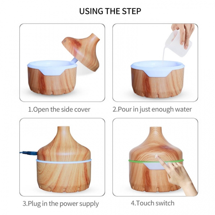 Luftfuktare/Aroma Diffuser i trädesign 300ml, Ljust trä Luftfuktare/Aroma Diffuser i trädesign 300ml, Ljust trä