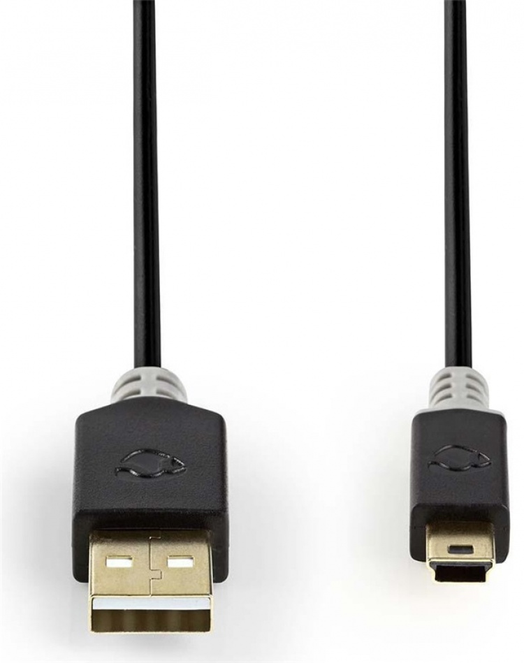Nedis USB-kabel | USB 2.0 | USB-A Hane | USB Mini-B 5 pin Hane | 480 Mbps | Guldplaterad | 2.00 m | Rund | PVC | Antracit | Kartong med fönster Nedis USB-kabel | USB 2.0 | USB-A Hane | USB Mini-B 5 pin Hane | 480 Mbps | Guldplaterad | 2.00 m | Rund | PVC | Antracit | Kartong med fönster