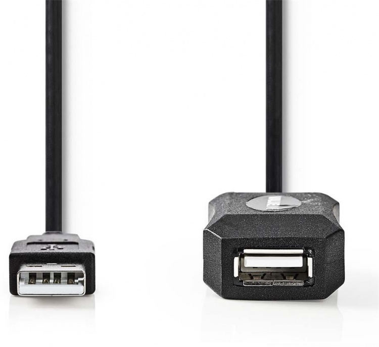 Aktiv förlängningskabel USB 2.0 Svart, 5m