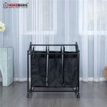 Herzberg Rullande tvättkorg med olika fack, Svart