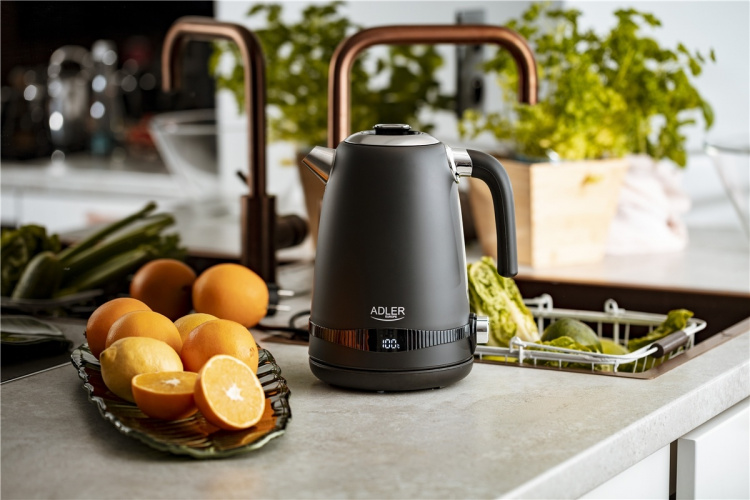 Adler Vattenkokare 1,7L med Temperatur-inställning, Svart