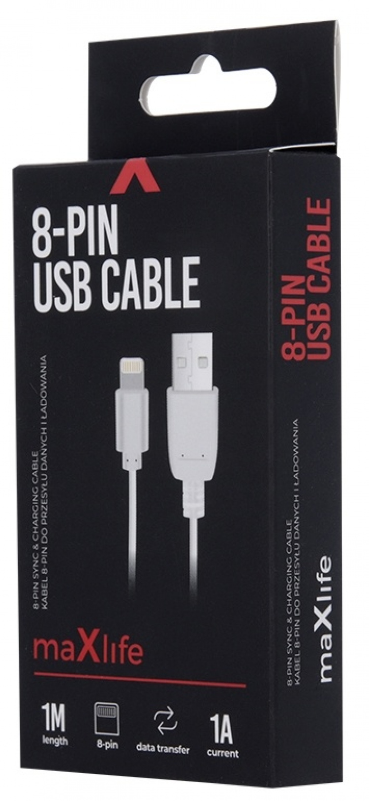 Maxlife Laddkabel Lightning (1A) 1m, Vit