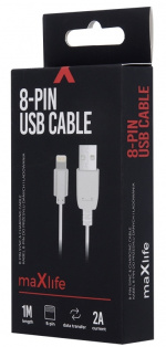 Maxlife Laddkabel Lightning för snabbladdning (2A), 1m