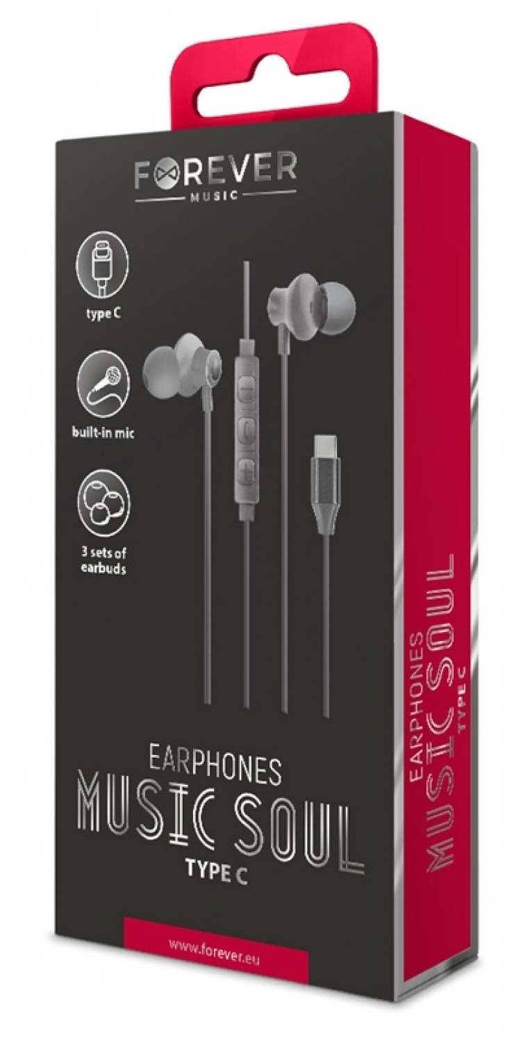 Music Soul - In-Ear hörlurar med USB-C, Svart