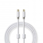 Nedis koaxialkabel | IEC (Koax) Hane | IEC (Koax) Hona | Guldplaterad | 100 dB | 75 Ohm | Dubbelskärmad | 5.00 m | Rund | PVC | Vit | Låda Nedis koaxialkabel | IEC (Koax) Hane | IEC (Koax) Hona | Guldplaterad | 100 dB | 75 Ohm | Dubbelskärmad | 5.00 m | Rund | PVC | Vit | Låda