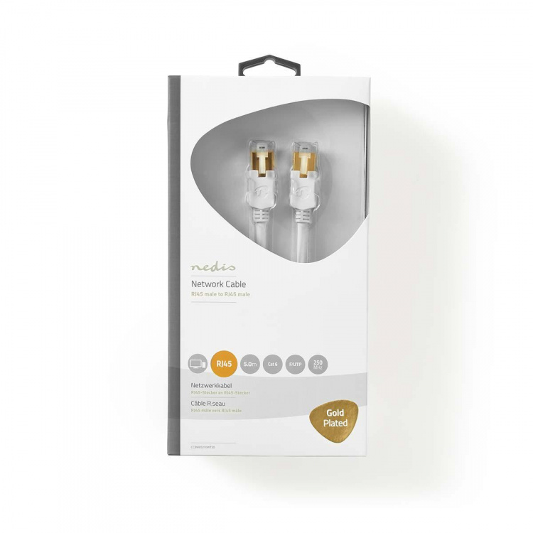 Nedis CAT6 Nätverkskabel | RJ45 hane | RJ45 hane | F/UTP | 5.00 m | Rund | LSZH / PVC | Vit | Kartong med fönster Nedis CAT6 Nätverkskabel | RJ45 hane | RJ45 hane | F/UTP | 5.00 m | Rund | LSZH / PVC | Vit | Kartong med fönster