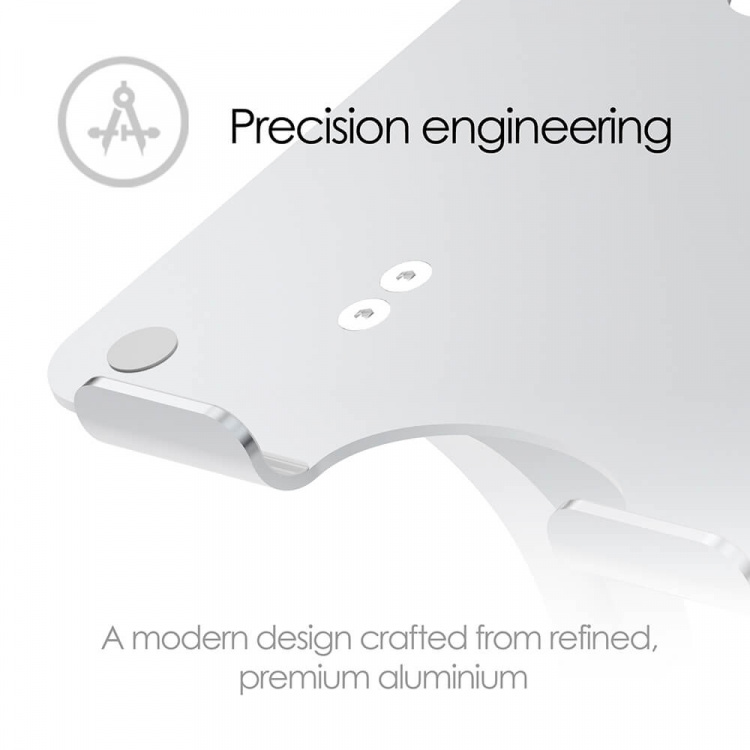 Desire2 Laptopställ Dual Pivot Riser Justerbar Aluminium Silver
