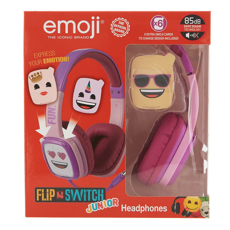 Emoji Hörlur Flip\'N\'Switch Junior On-Ear Trådad Rosa 80dB