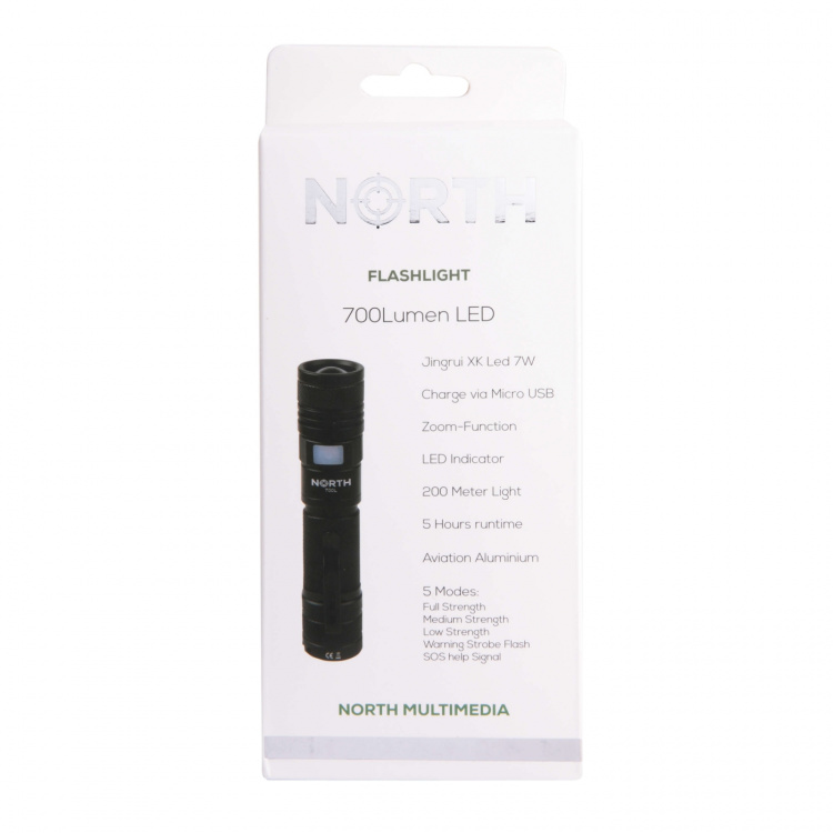 North Ficklampa 700Lumen Zoom Svart Aviation Aluminium 7W