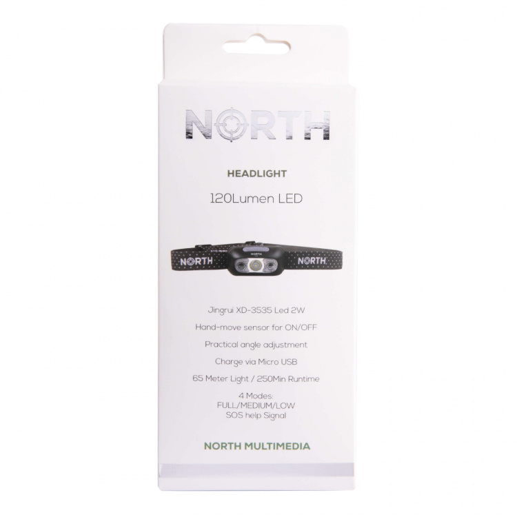 North Pannlampa 120Lumen Svart ca 65m Sensorkontroll