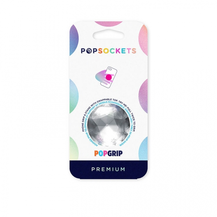Popsockets Disco Crystal Silver Avtagbart Grip Med Ställfunktion Premium