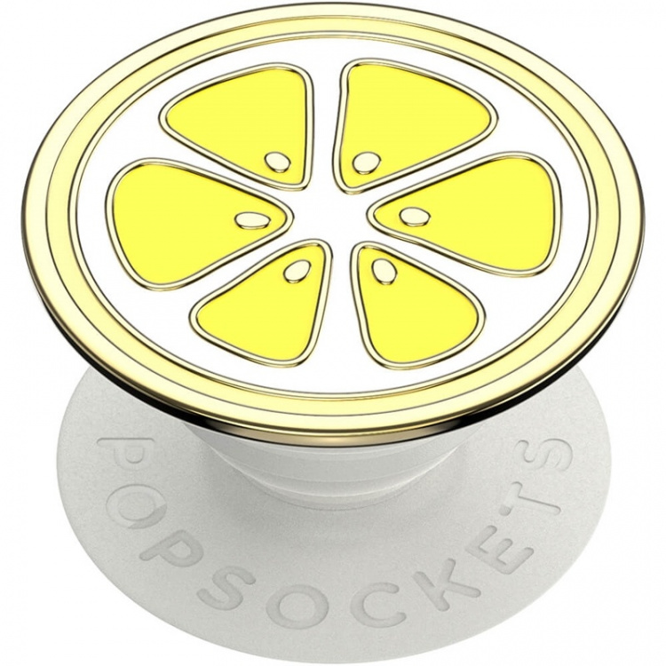 PopSockets Enamel Lemon Slice Yellow Avtagbart Grip med Ställfunktion Premium