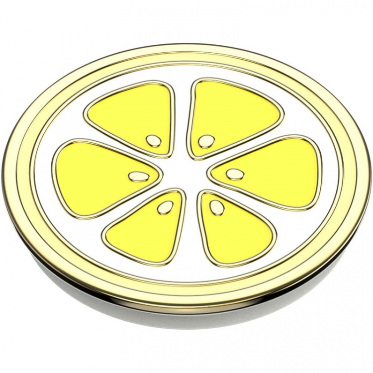 PopSockets Enamel Lemon Slice Yellow Avtagbart Grip med Ställfunktion Premium