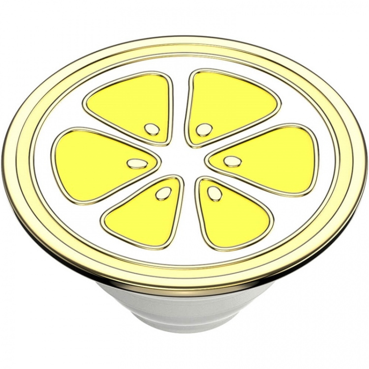 PopSockets Enamel Lemon Slice Yellow Avtagbart Grip med Ställfunktion Premium