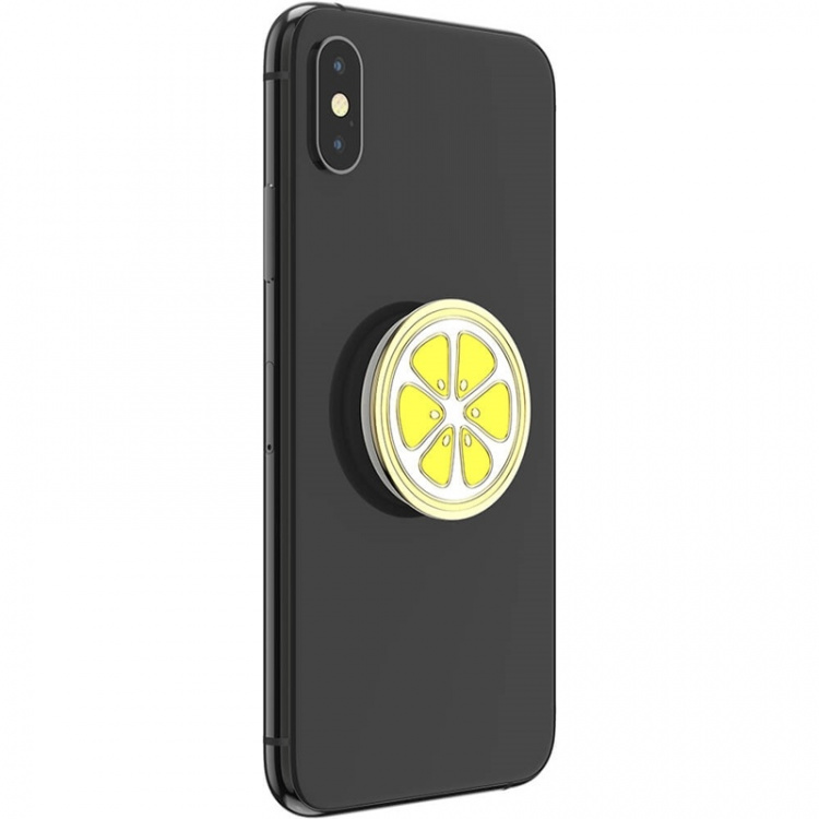 PopSockets Enamel Lemon Slice Yellow Avtagbart Grip med Ställfunktion Premium