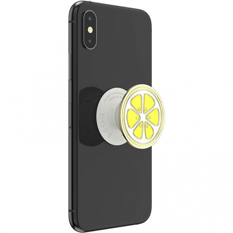 PopSockets Enamel Lemon Slice Yellow Avtagbart Grip med Ställfunktion Premium