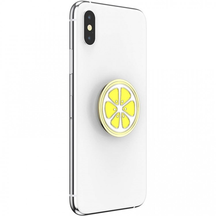 PopSockets Enamel Lemon Slice Yellow Avtagbart Grip med Ställfunktion Premium