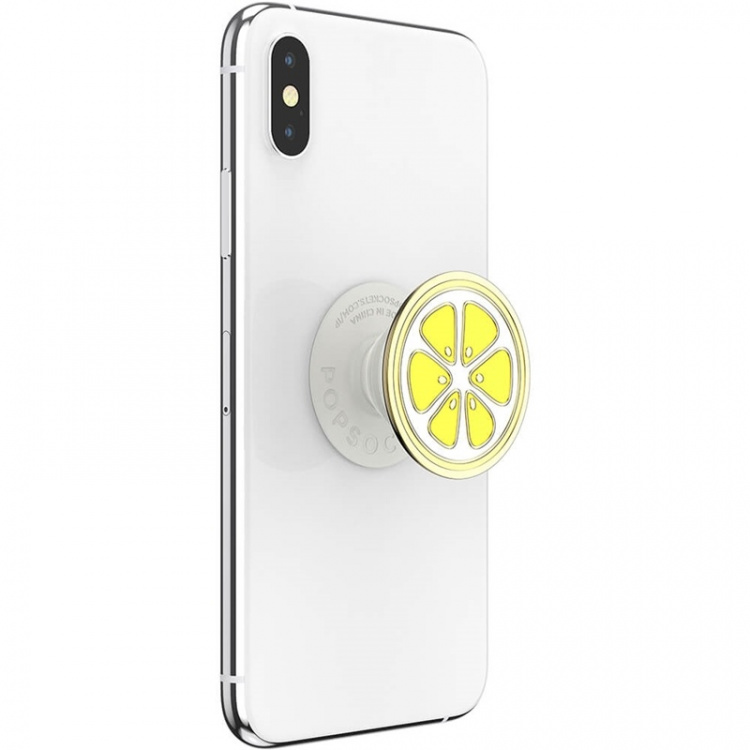 PopSockets Enamel Lemon Slice Yellow Avtagbart Grip med Ställfunktion Premium