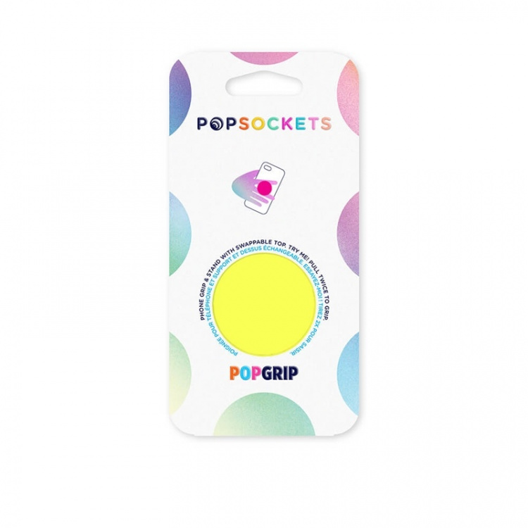 PopSockets Neon Jolt Yellow Avtagbart Grip med Ställfunktion PopSockets Neon Jolt Yellow Avtagbart Grip med Ställfunktion