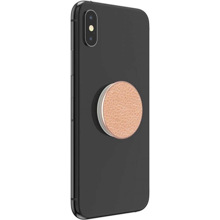 PopSockets Pebbled Vegan Leather Rose Gold Avtagbart Grip med Ställfunktion Premium