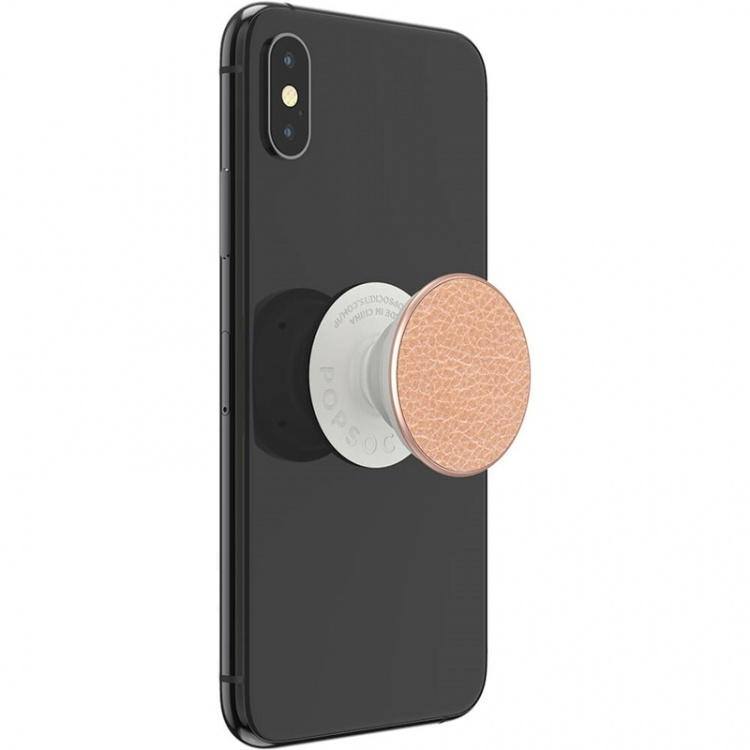 PopSockets Pebbled Vegan Leather Rose Gold Avtagbart Grip med Ställfunktion Premium