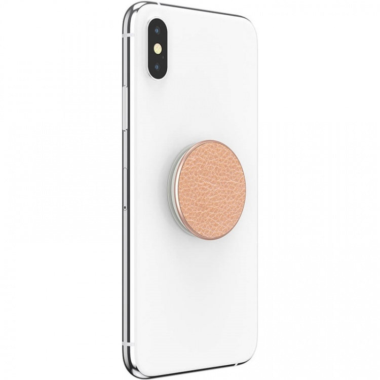 PopSockets Pebbled Vegan Leather Rose Gold Avtagbart Grip med Ställfunktion Premium