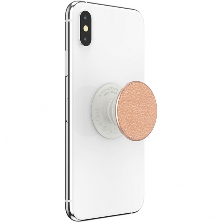 PopSockets Pebbled Vegan Leather Rose Gold Avtagbart Grip med Ställfunktion Premium
