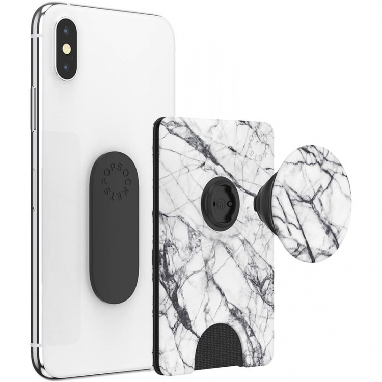 PopSockets Wallet Dove White Marble Avtagbar Mobil Plånbok PopWallet+
