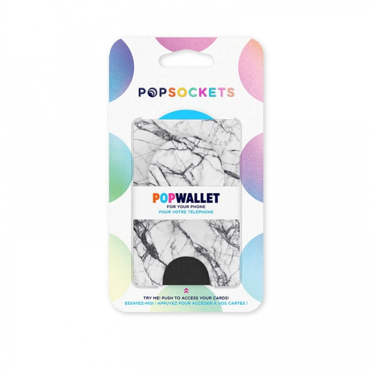 PopSockets Wallet Dove White Marble Avtagbar Mobil Plånbok PopWallet+