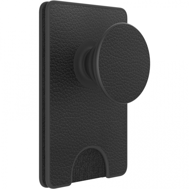 Popsockets Wallet Pebbled Vegan Leather Black Avtagbar Mobil Plånbok Popwallet+