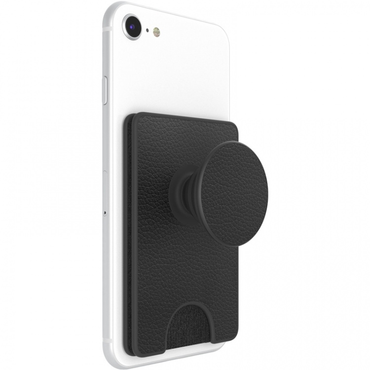 Popsockets Wallet Pebbled Vegan Leather Black Avtagbar Mobil Plånbok Popwallet+