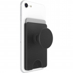 Popsockets Wallet Pebbled Vegan Leather Black Avtagbar Mobil Plånbok Popwallet+
