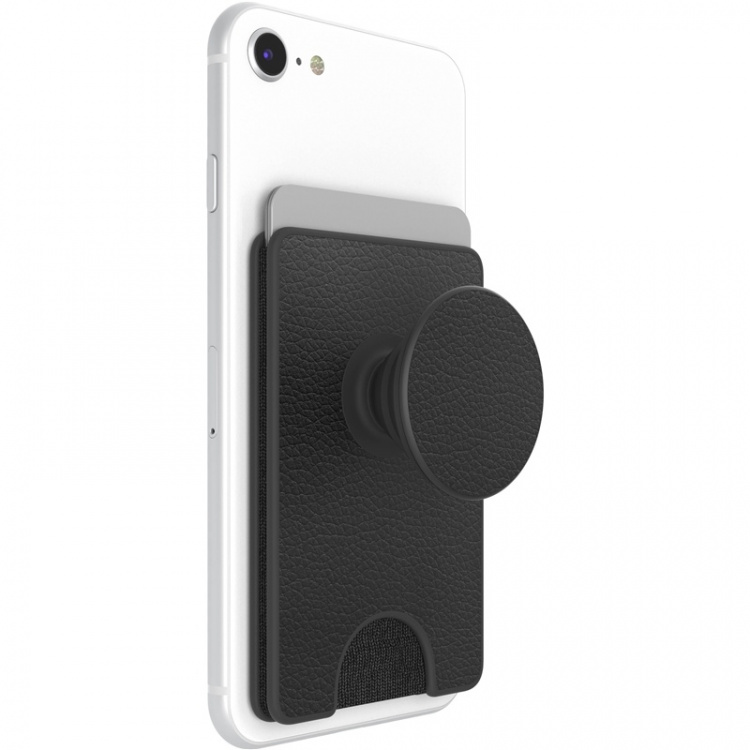 Popsockets Wallet Pebbled Vegan Leather Black Avtagbar Mobil Plånbok Popwallet+