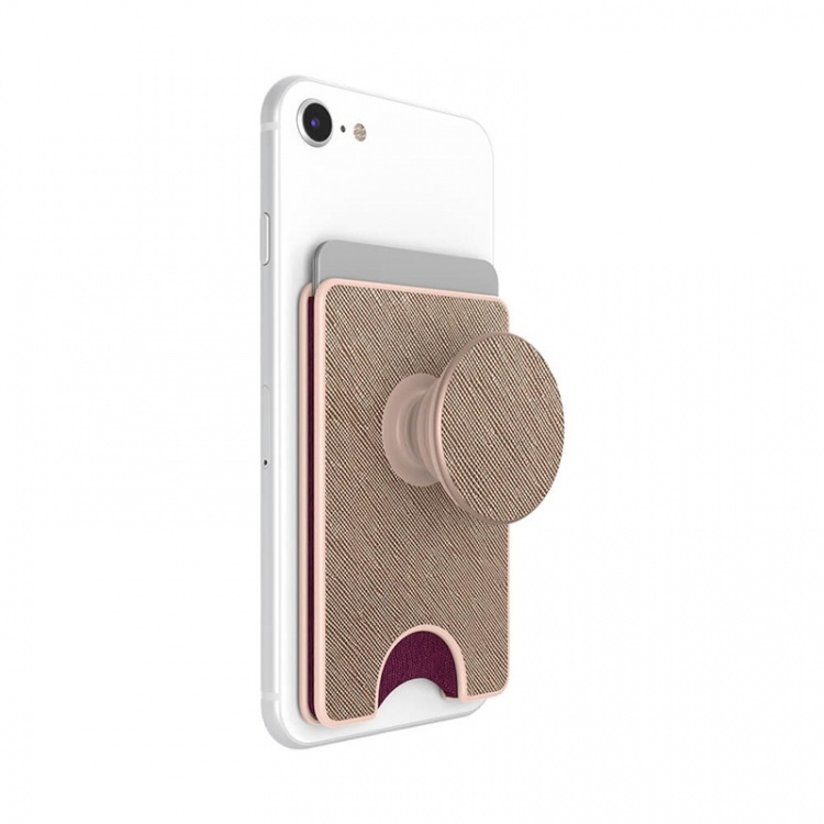 Popsockets Wallet Saffiano Rose Gold Avtagbar Mobil Plånbok Popwallet+