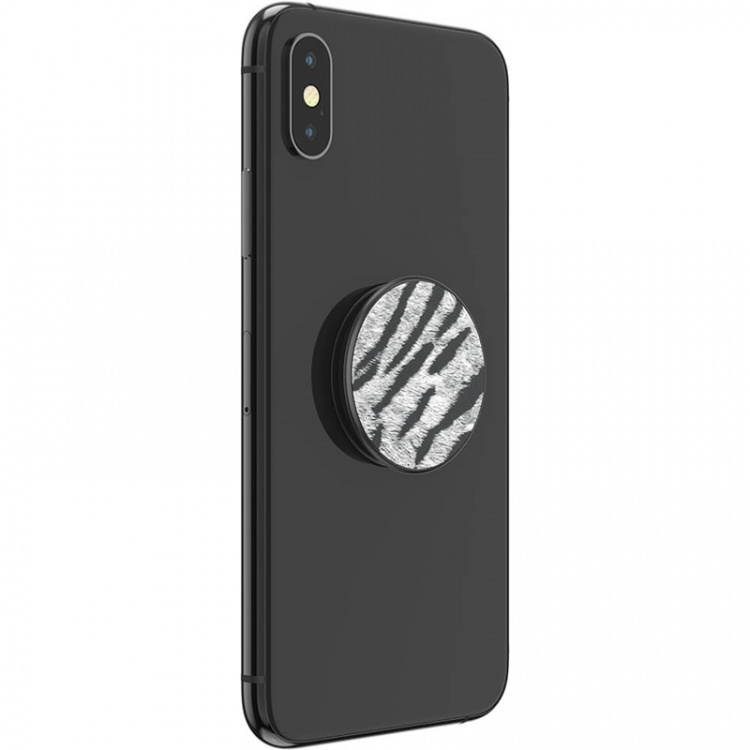 Popsockets Vegan Leather Zebra Avtagbart Grip Med Ställfunktion Premium