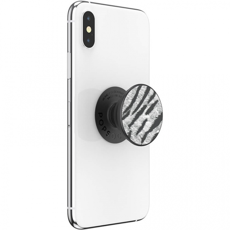 Popsockets Vegan Leather Zebra Avtagbart Grip Med Ställfunktion Premium