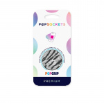 Popsockets Vegan Leather Zebra Avtagbart Grip Med Ställfunktion Premium