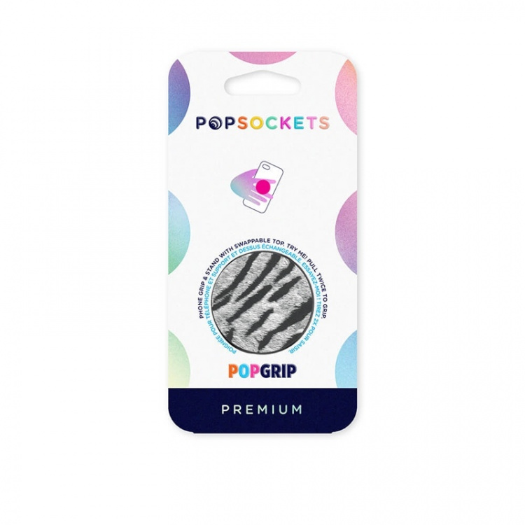Popsockets Vegan Leather Zebra Avtagbart Grip Med Ställfunktion Premium