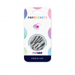Popsockets Vegan Leather Zebra Avtagbart Grip Med Ställfunktion Premium
