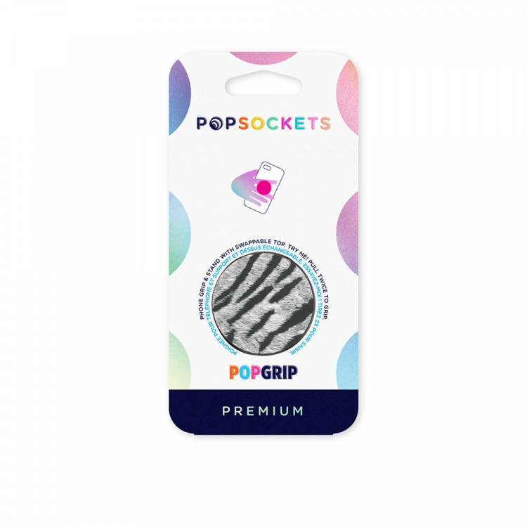 Popsockets Vegan Leather Zebra Avtagbart Grip Med Ställfunktion Premium