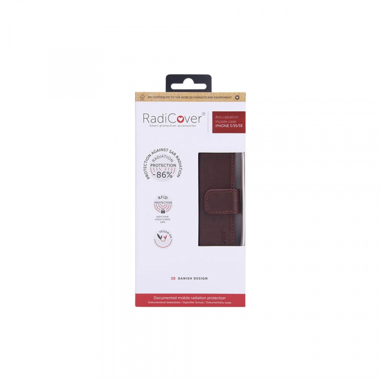 Radicover Mobilfodral Strålningsskydd PU Brun - iPhone 5/5S/SE