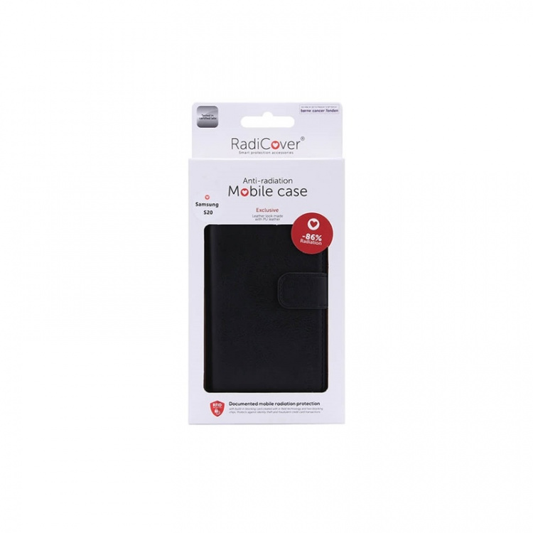 Radicover Strålningsskydd Plånboksväska PU Samsung S20 Flipcover Svart 3-Led RFID Radicover Strålningsskydd Plånboksväska PU Samsung S20 Flipcover Svart 3-Led RFID