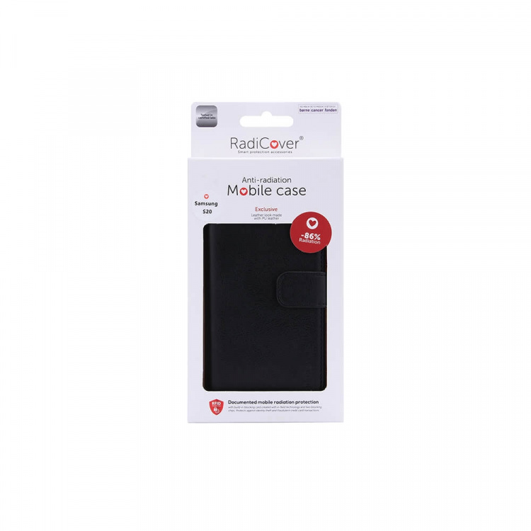 Radicover Strålningsskydd Plånboksväska PU Samsung S20 Flipcover Svart 3-Led RFID Radicover Strålningsskydd Plånboksväska PU Samsung S20 Flipcover Svart 3-Led RFID