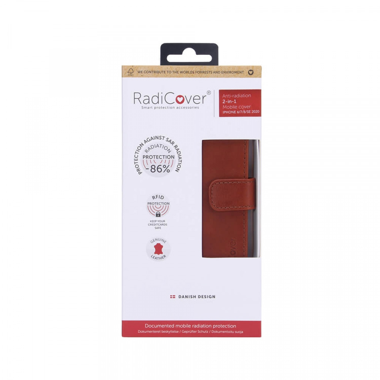 Radicover Strålningsskydd Mobilfodral Skinn iPhone 6/7/8/SE 2in1 Magnetskal Brun Radicover Strålningsskydd Mobilfodral Skinn iPhone 6/7/8/SE 2in1 Magnetskal Brun