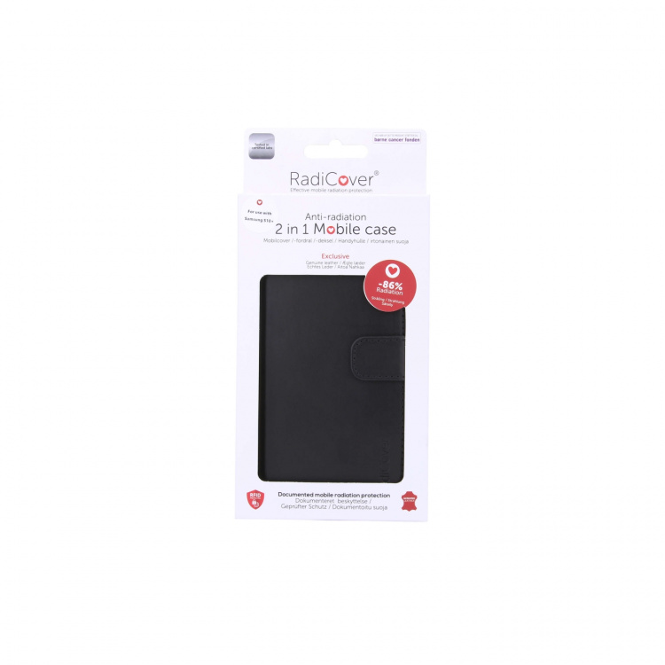 Radicover Strålningsskydd Plånboksväska Skinn Samsung S10+ 2in1 Magnetskal Svart