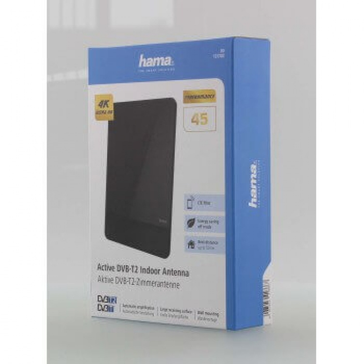 Hama Indoor Antenna 45 DVB-T/DVB-T2 Flat Active Black